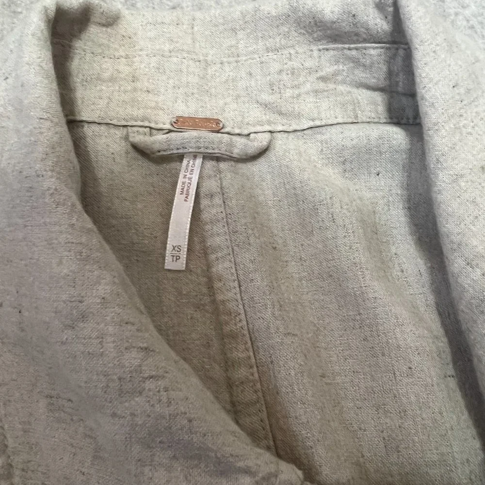 Free People Sweet Melody Trench Coat Size XS Natural Beige Linen Blend Duster - Picture 6 of 12